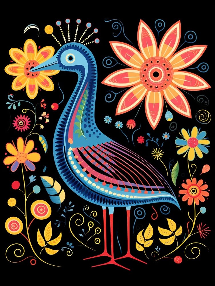 Folk Bird Illustration Kiwi 2