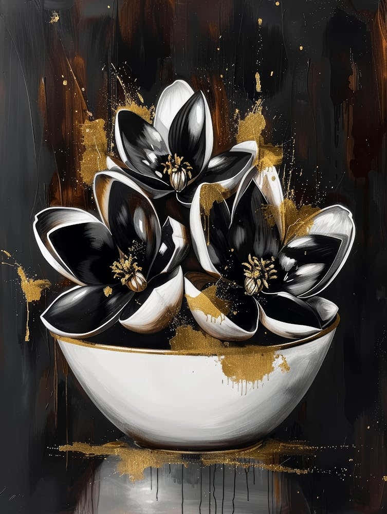 Black And Gold Flowers 7