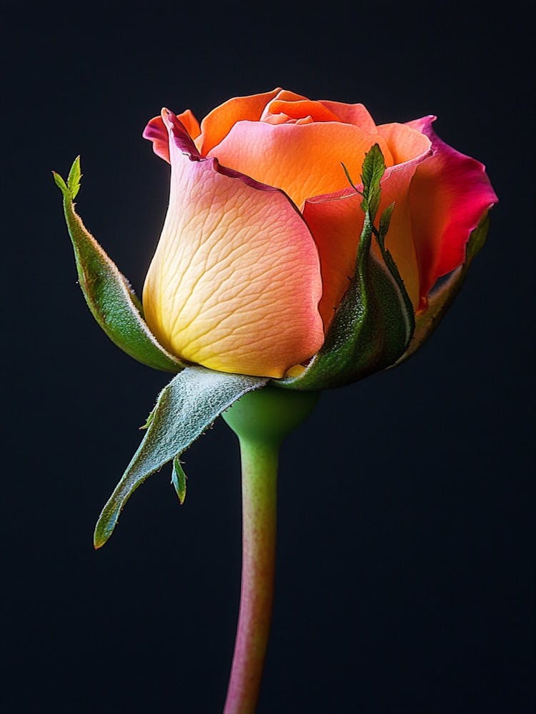 Single Rose Isolated On Black Background 2