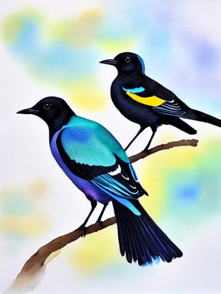 Magpie 2 Watercolour Bird