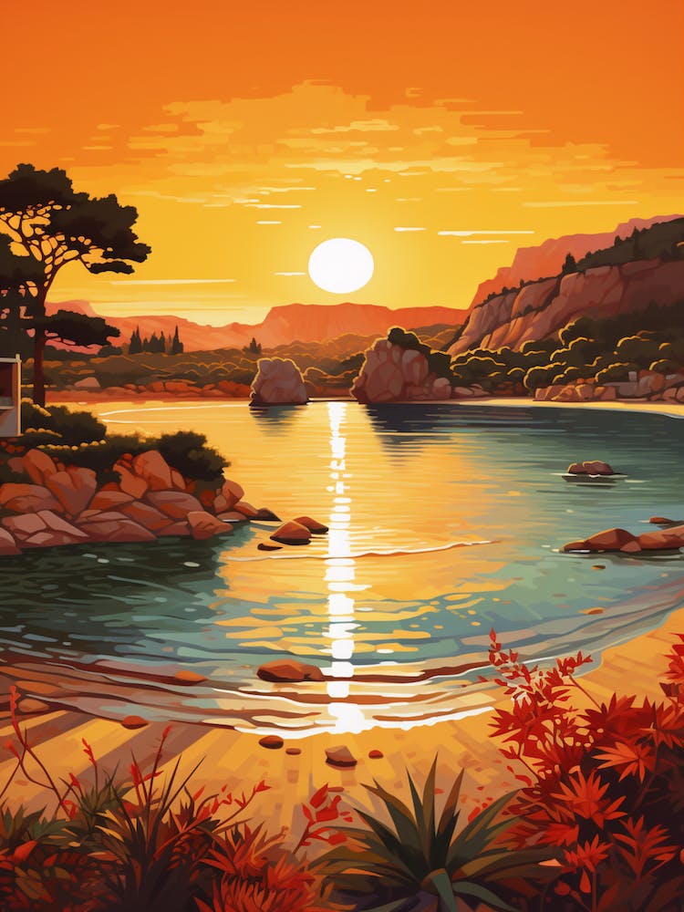 A Painting Of Cala Tarida Ibiza Spain 2