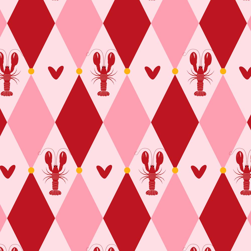 Lobsters And Hearts | Harlequin Print
