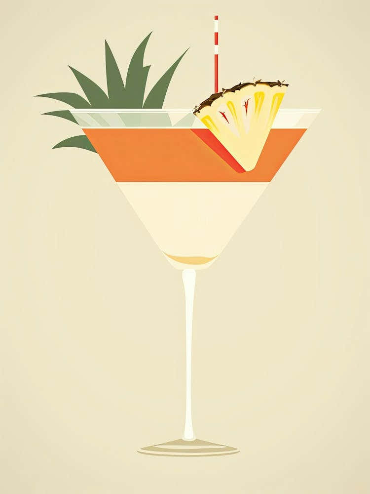 Illustration Piña Colada Floral Infusion Cocktail 2