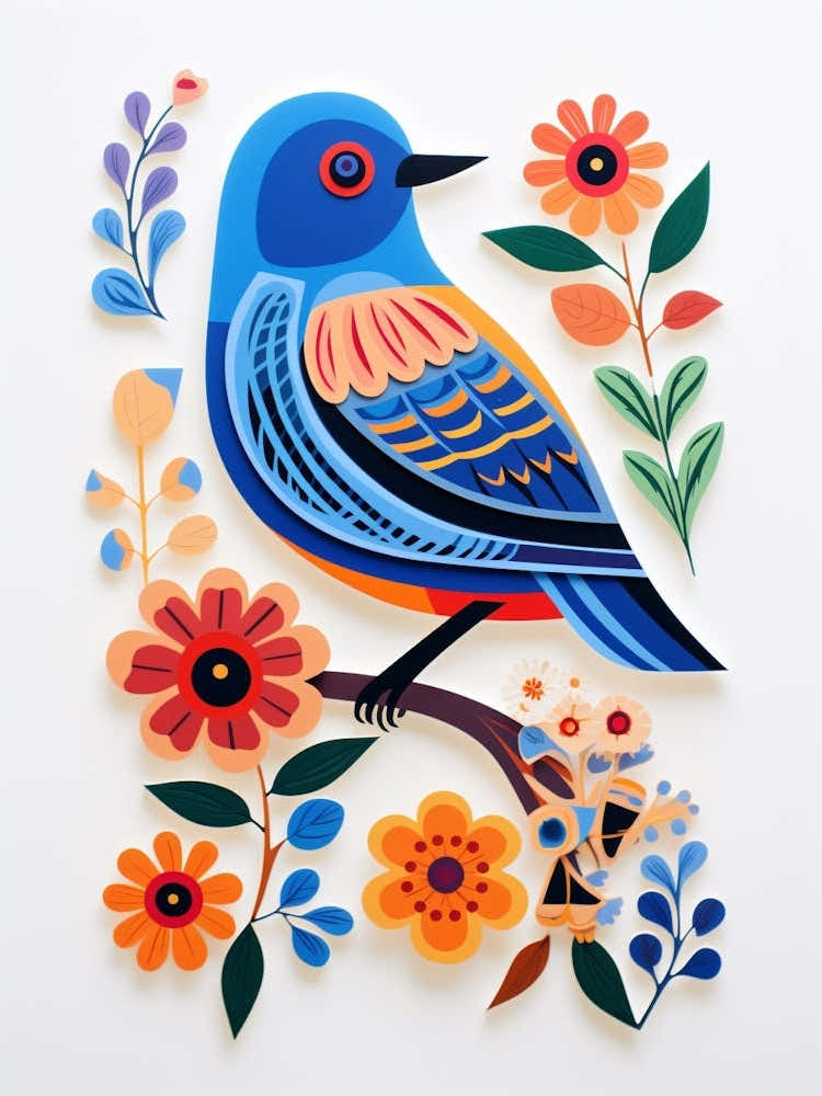 Scandinavian Bird Illustration Eastern Bluebird 2