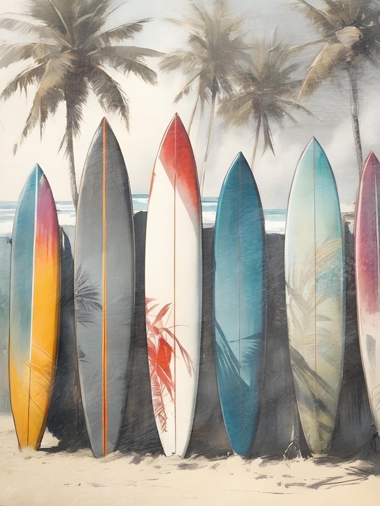 Surfboards, Beach Decor, Coastal Art