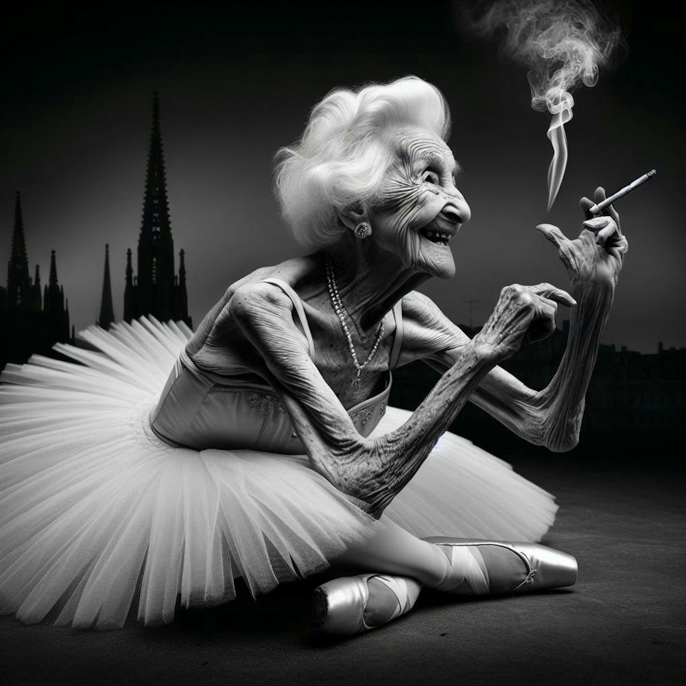 Old Lady Smoking A Cigarette