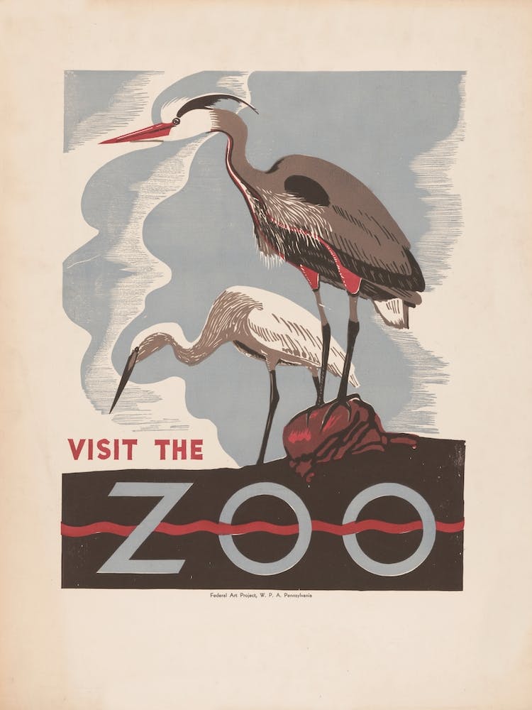 Visit The Zoo Vintage Poster