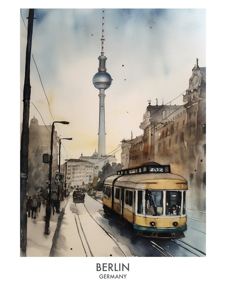 Berlin Germany Watercolour Travel Poster 3