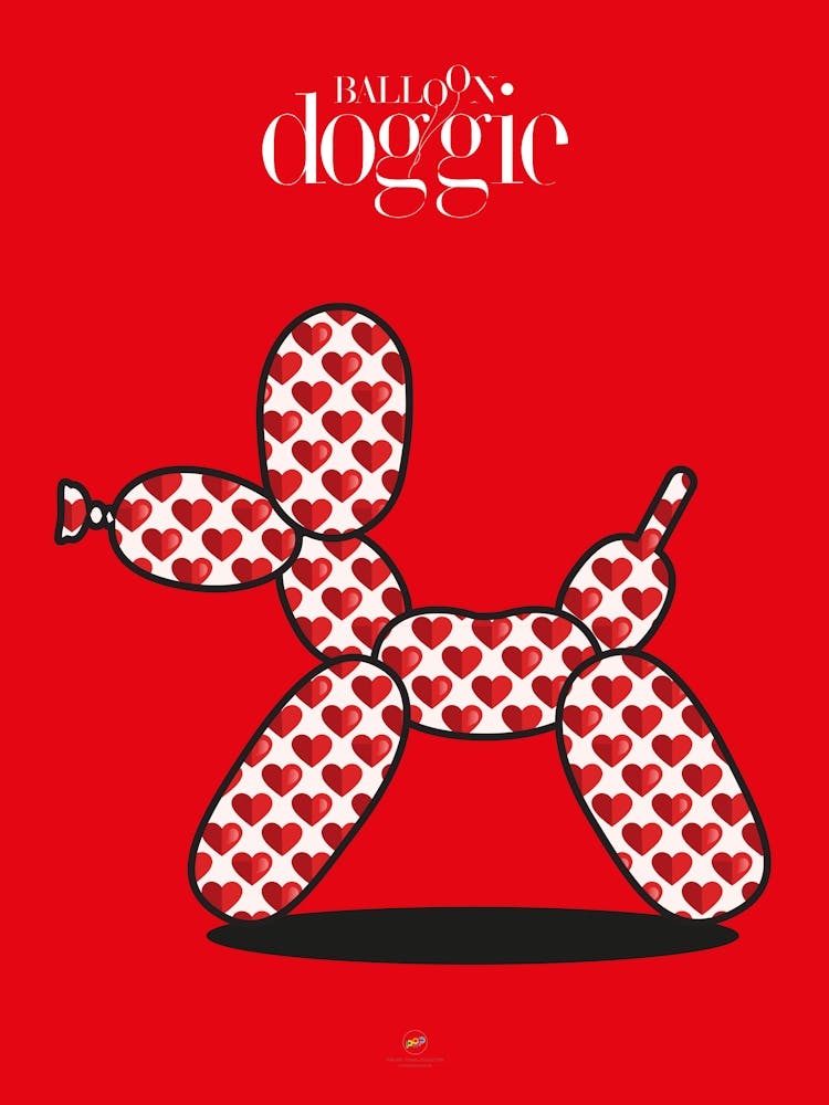 BALLOON DOGGIES LOVE | Digital art | Pop Art World 2025 This character was invented by someone who played with making figures with balloons. Suddenly, in his skillful hands appeared this little dog, today baptized by Pop Art World as Balloon Doggie. This artwork was created using Adobe Illustrator and Photoshop. The best of Pop Art images, now in digital replicas! Prints with bright colors, sharp images, and high resolution.