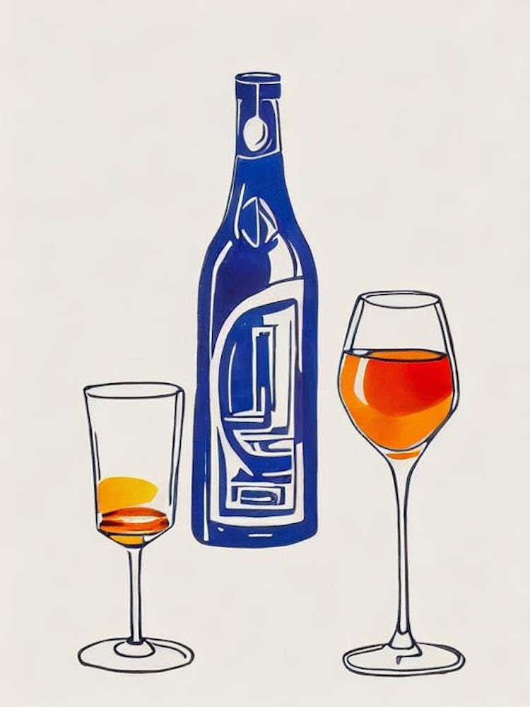 Aperol Spritz 2 Picasso Line Drawing Cocktail Poster