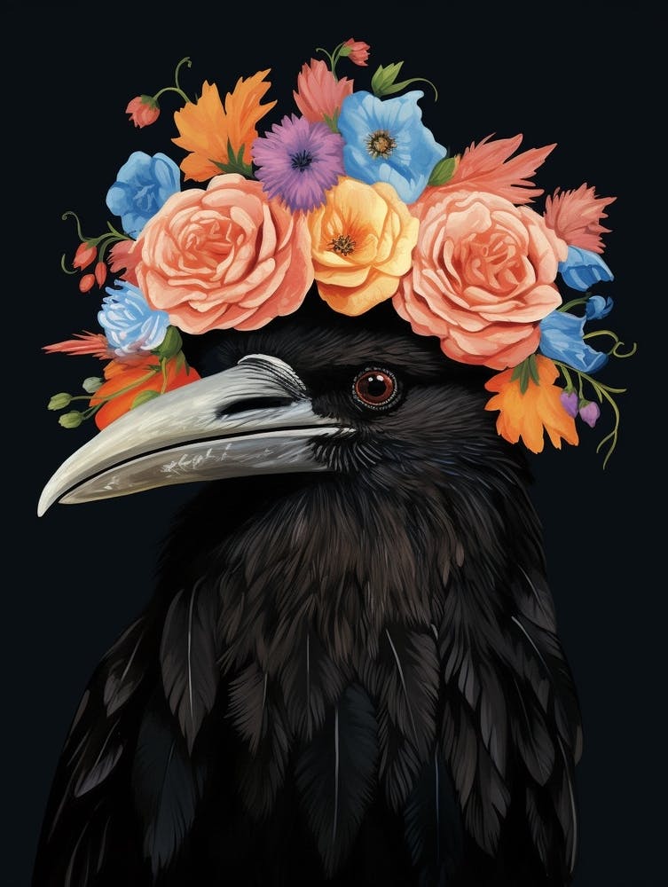 Bird With A Flower Crown Crow 3