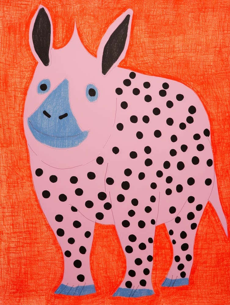 Pink Polka Dot Rhinoceros 1