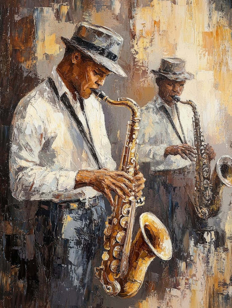 Stylish Jazz Band Playing Music. Saxophone Players