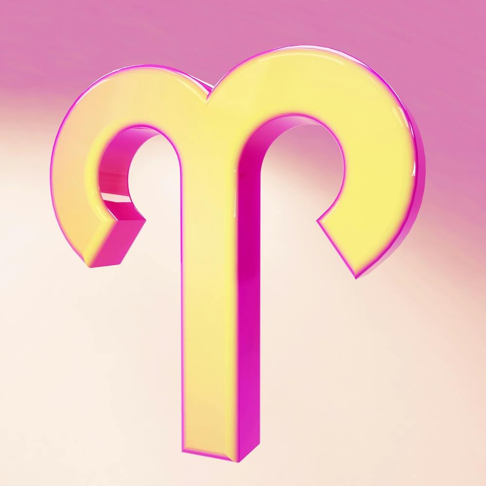 Zodiac Pink And Yellow Sign Aries