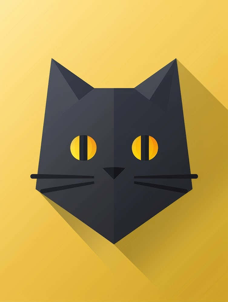 Cat On Yellow Background