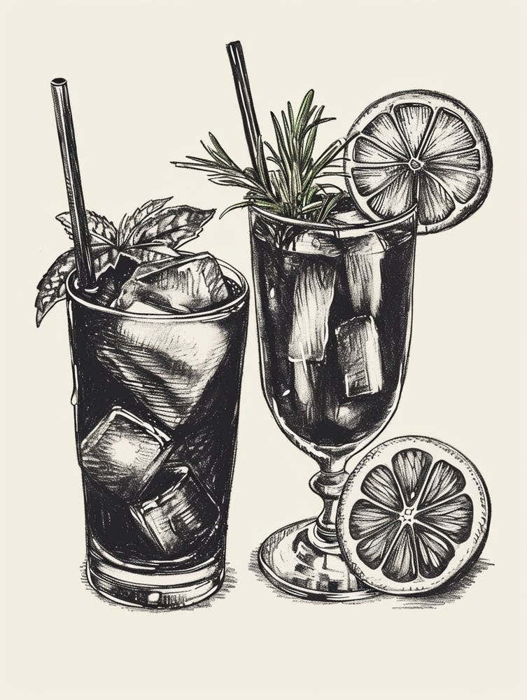 Sketch Of Two Cocktails