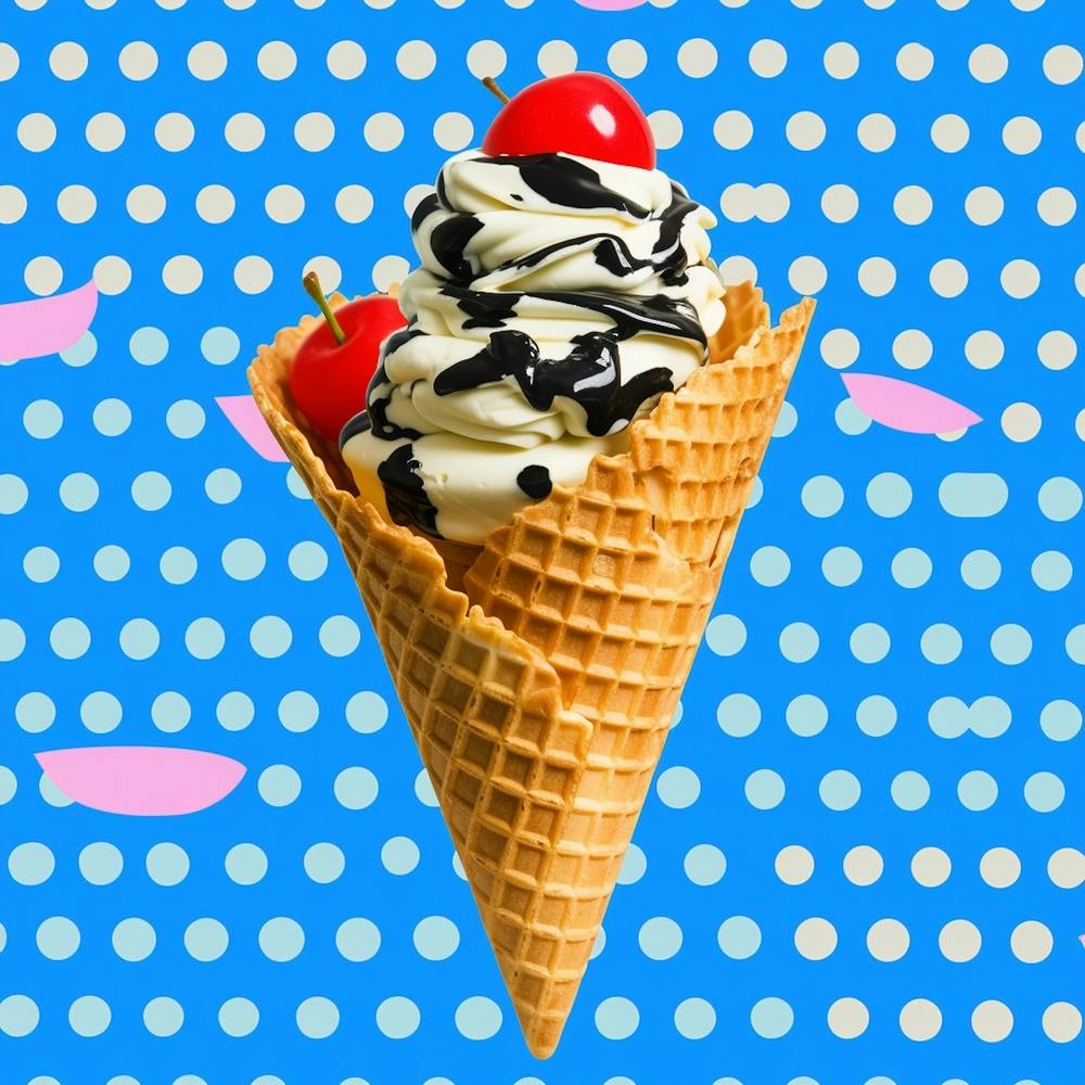 Pop Art Ice Cream With Cherries Photography