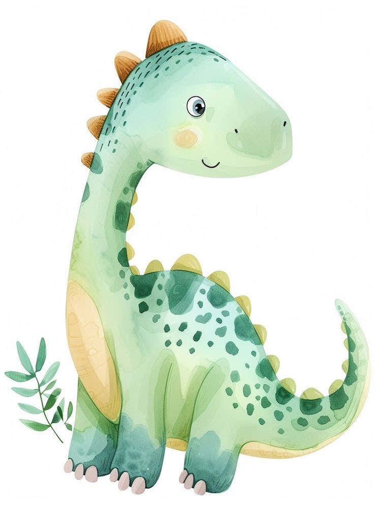 Cute Pachycephalosaurus Dinosaur Watercolour