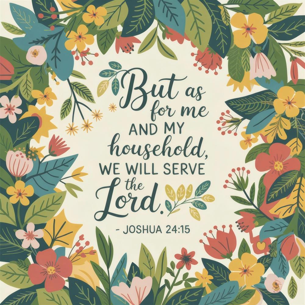 Joshua 24:15; But as for me and my household we will serve the LORD, Christian Art, God, Plants, Bible Verse, encouragement, Faith
