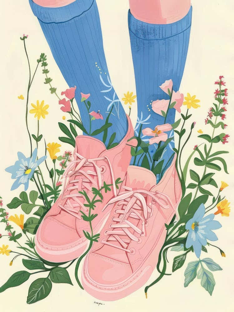 Pink Sneakers And Flowers 9