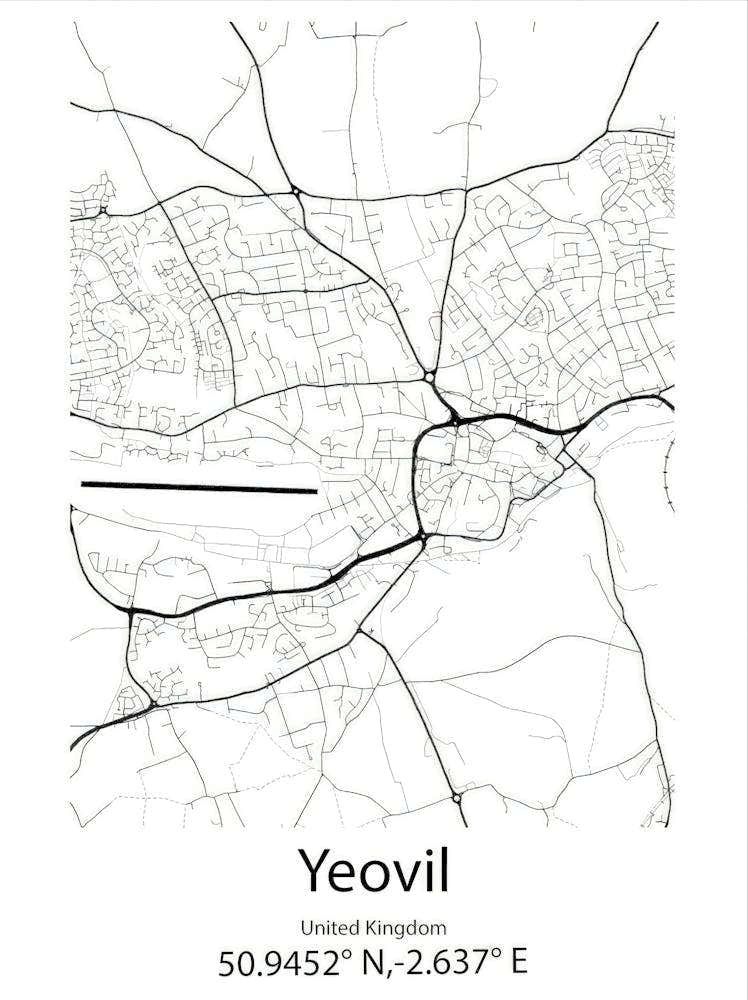 Yeovil,United Kingdom Minimalist Map
