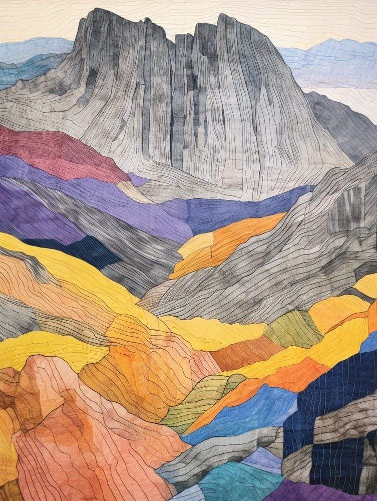 Glyder Fach Wales 1 Colourful Mountain Illustration