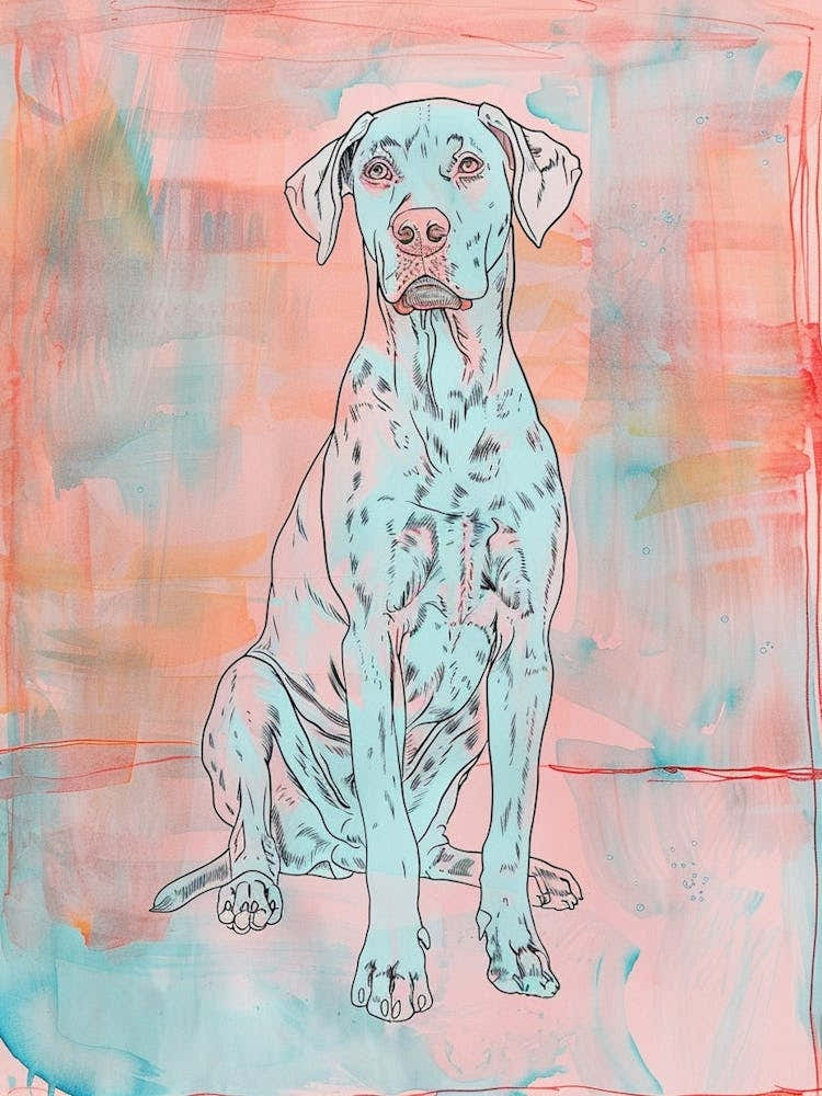 Pastel Coral Pointer Dog Illustration