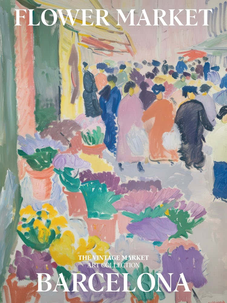 Vintage Flower Market Painting Barcelona 4
