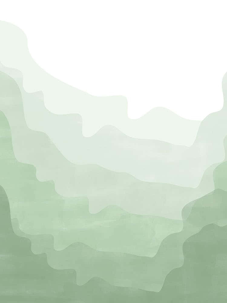 Pastel Green Watercolor Mountains