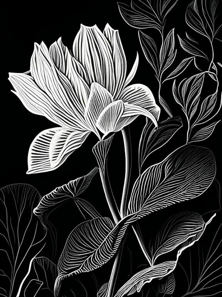 Bloodroot Leaf Linocut 1
