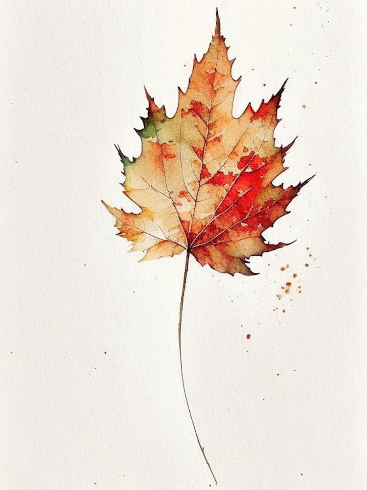Sugar Maple Leaf Minimalist Watercolour 3
