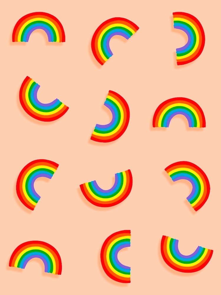 Rainbow Pattern on Orange