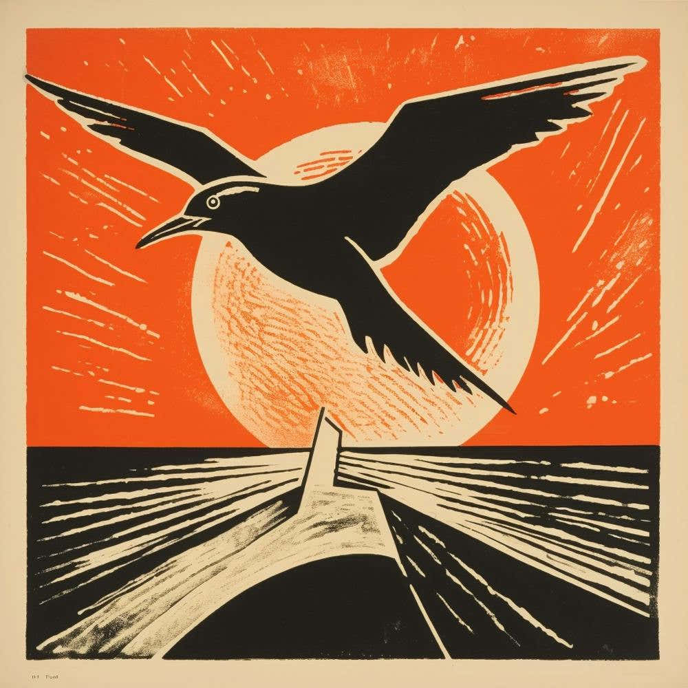 Retro Bird Lithograph Seagull 4