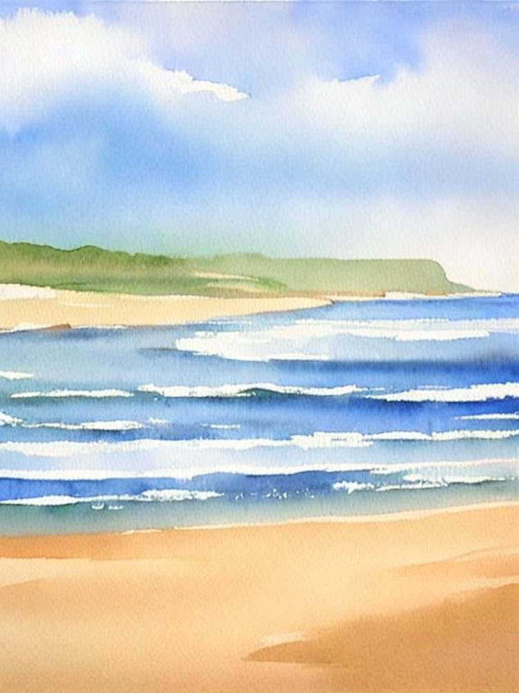 Playa De Zahara De Los Atunes 2, Cadiz, Spain Watercolour
