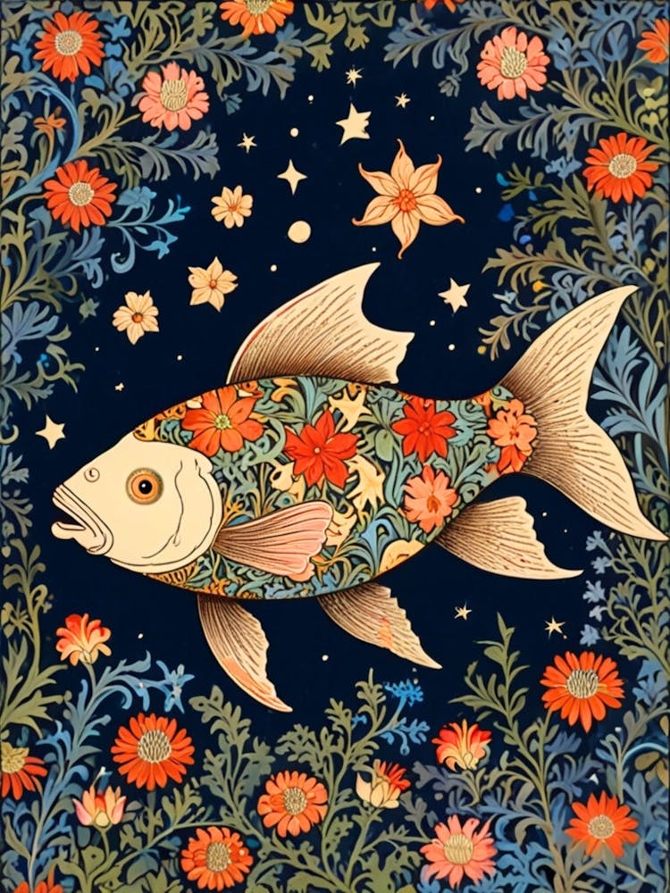 William Morris Fish In Flowers