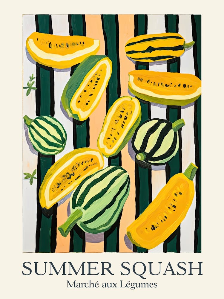 Marche Aux Legumes Summer Squash Summer Illustration 2