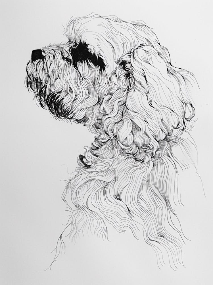 Lhasa Apso Dog Line Sketch 2