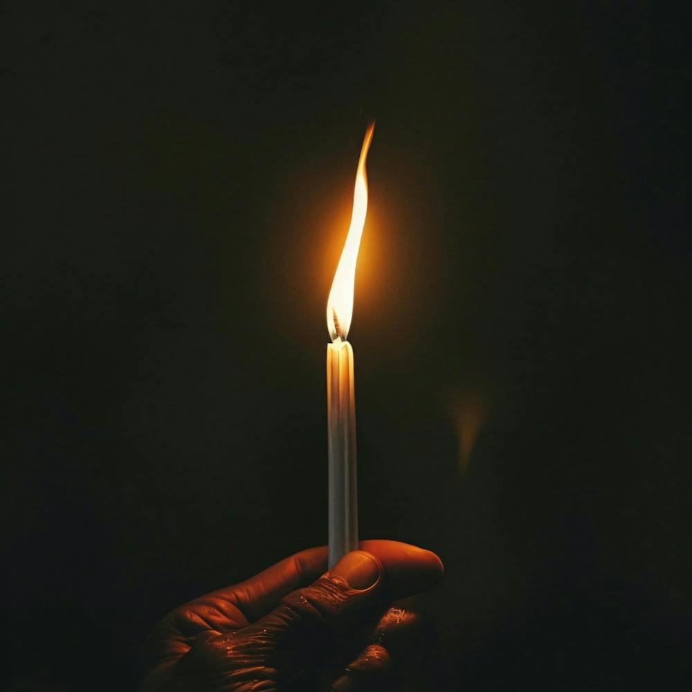 Hand Holding A Lit Candle