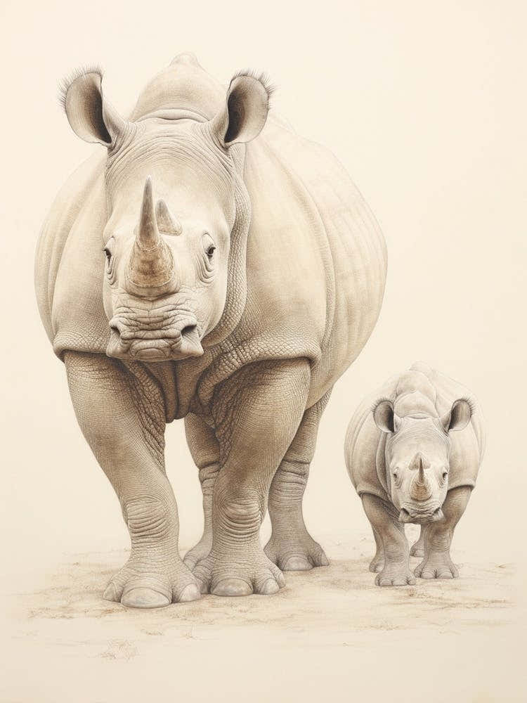Two Rhinos Walking