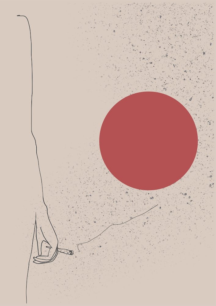 Fume Red Abstract Line