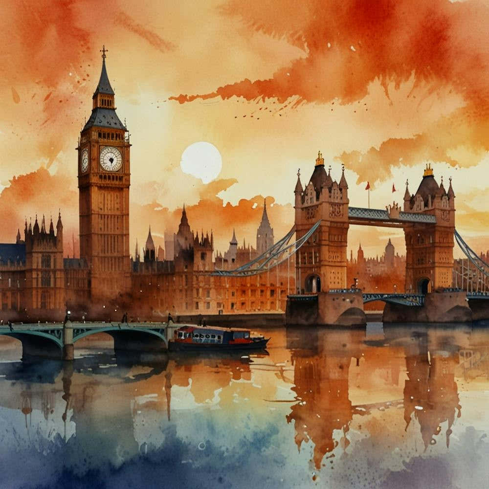 Big Ben At Sunset Beautiful Paintings 1