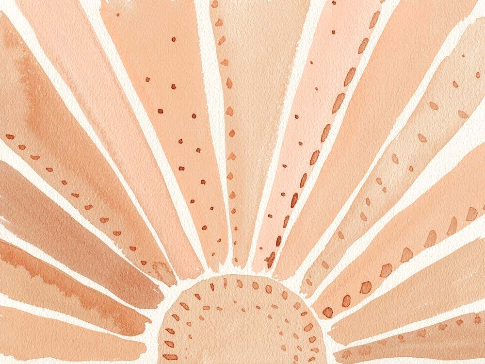 Pastel Pink Sun in Watercolor, Sunshine