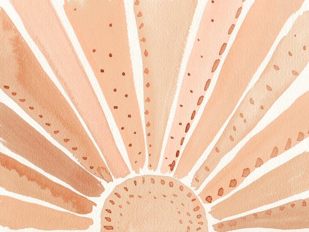 Pastel Pink Sun in Watercolor, Sunshine