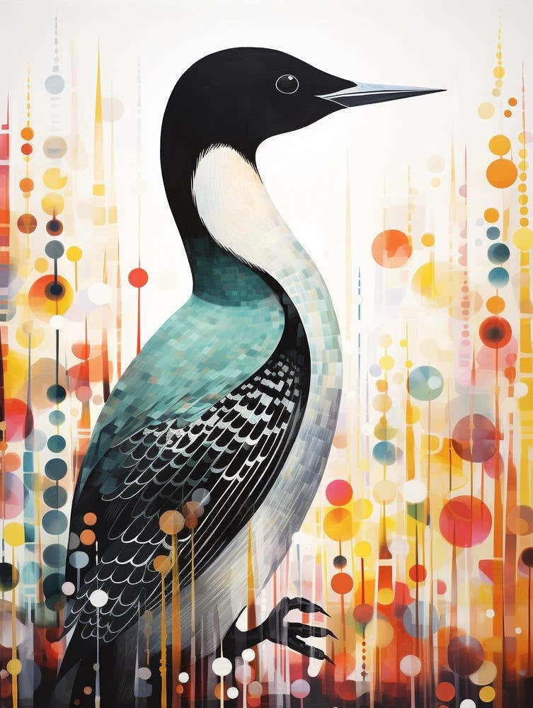 Bird Painting Collage Common Loon 4