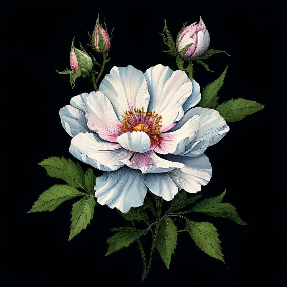 White Rose On Black Background