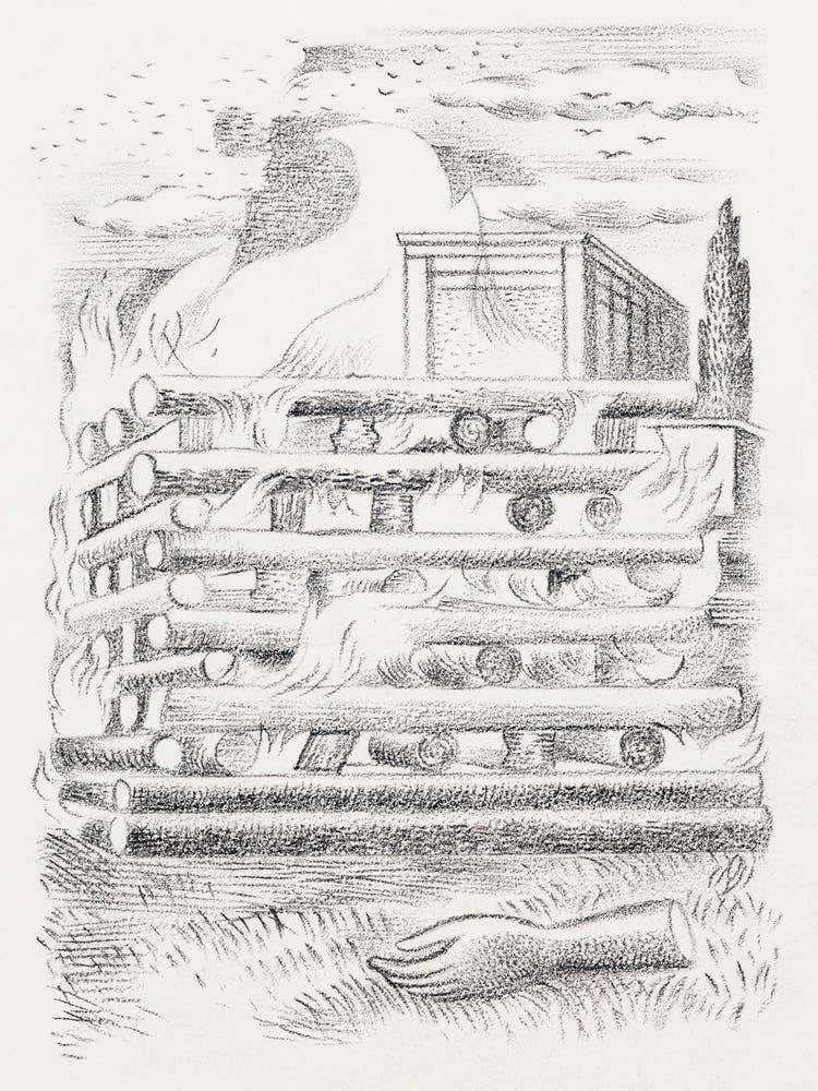 Design For Urne Buriall–Funeral Pyre (1932), Paul Nash