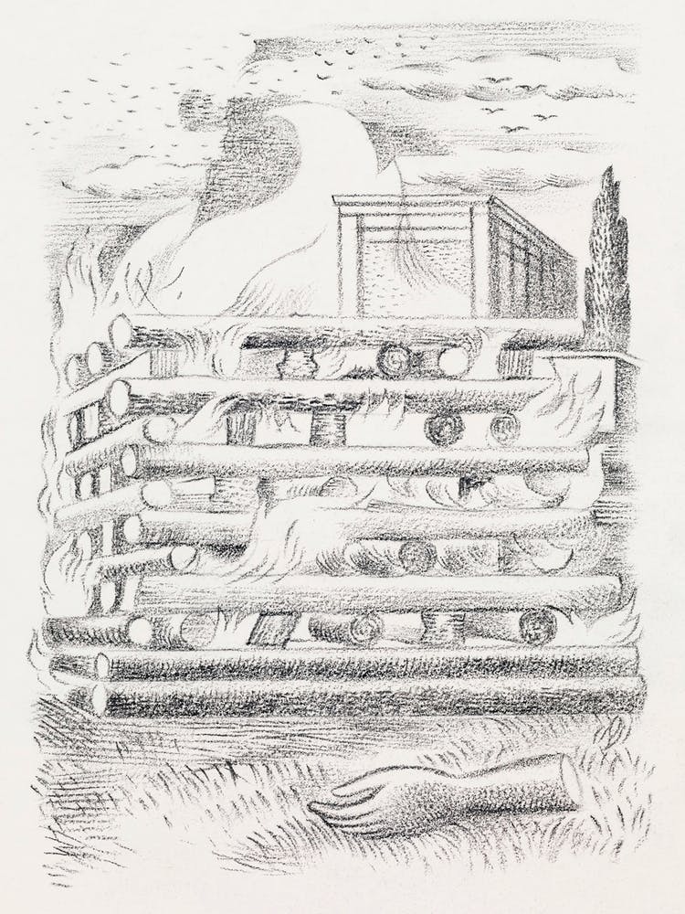 Design For Urne Buriall–Funeral Pyre (1932), Paul Nash