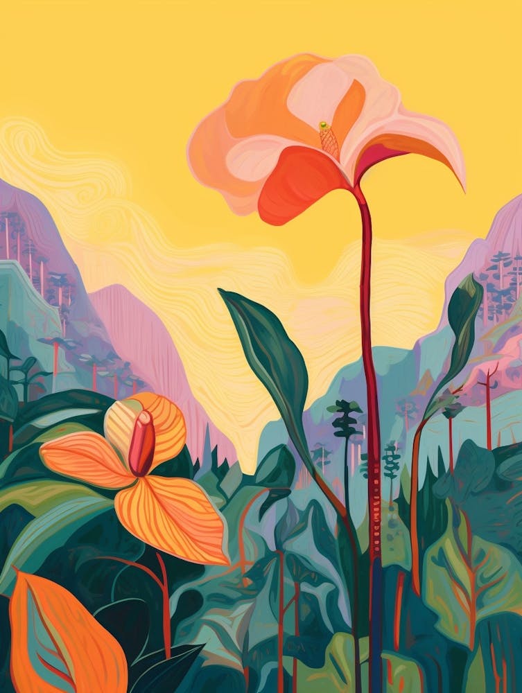 Boho Wildflower Painting Yellow Trillium 1