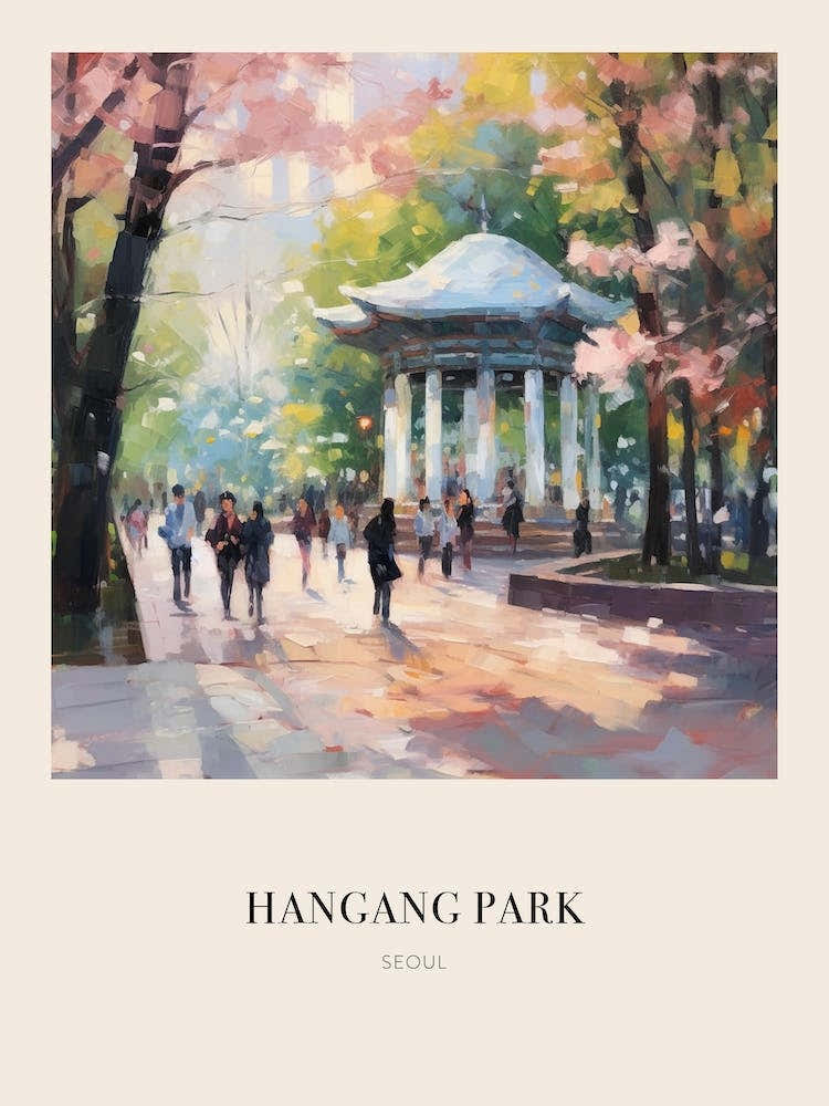 Hangang Park Seoul Vintage Cezanne Inspired Poster