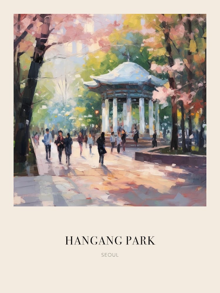 Hangang Park Seoul Vintage Cezanne Inspired Poster